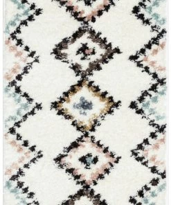 Well Woven Moselle Vintage Moroccan Diamond Ivory Shag Rug Global