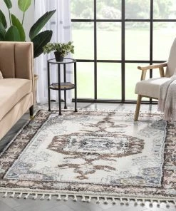 Well Woven Rialta Vintage Medallion Oriental Brown Shag Rug