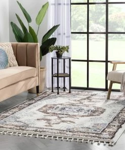 Well Woven Rialta Vintage Medallion Oriental Brown Shag Rug