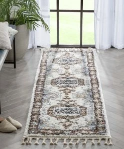 Well Woven Rialta Vintage Medallion Oriental Brown Shag Rug