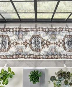 Well Woven Rialta Vintage Medallion Oriental Brown Shag Rug