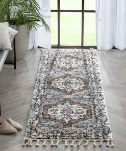 Well Woven Loire Vintage Medallion Oriental Brown Shag Rug