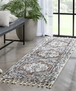 Well Woven Loire Vintage Medallion Oriental Brown Shag Rug