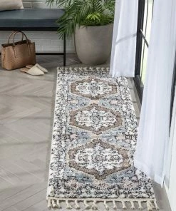 Well Woven Loire Vintage Medallion Oriental Brown Shag Rug