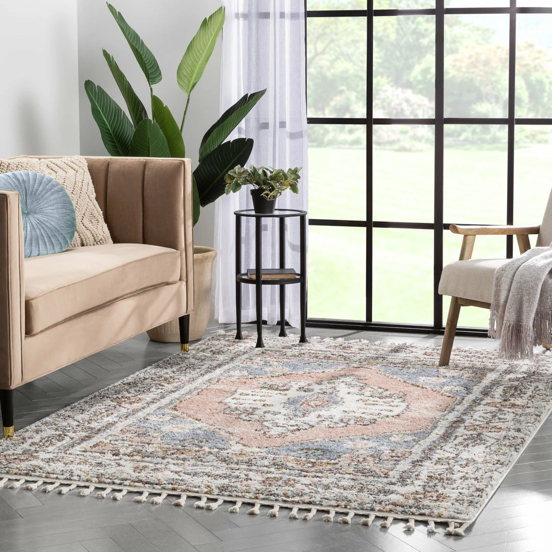 Well Woven Global Loire Vintage Medallion Oriental Blush Shag Rug 14 Well Woven Global Loire Vintage Medallion Oriental Blush Shag Rug