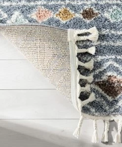 Well Woven Lucerne Moroccan Vintage Diamond Pattern Grey Shag Rug Global