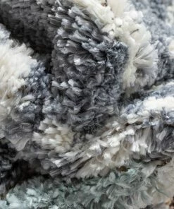 Well Woven Lucerne Moroccan Vintage Diamond Pattern Grey Shag Rug Global