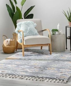 Well Woven Lucerne Moroccan Vintage Diamond Pattern Grey Shag Rug Global