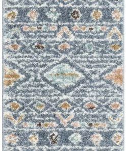 Well Woven Lucerne Moroccan Vintage Diamond Pattern Grey Shag Rug Global