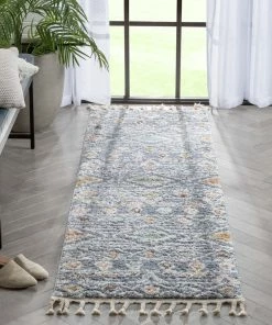 Well Woven Lucerne Moroccan Vintage Diamond Pattern Grey Shag Rug Global