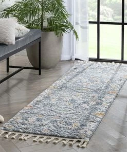 Well Woven Lucerne Moroccan Vintage Diamond Pattern Grey Shag Rug Global