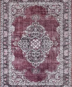 Well Woven Global Tarifa Vintage Bohemian Medallion Red Machine Washable Rug By Chill Rugs