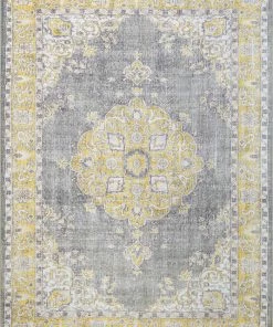 Well Woven Tarifa Vintage Bohemian Medallion Yellow Machine Washable Rug By Chill Rugs Global
