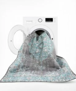 Well Woven Global Tarifa Vintage Bohemian Medallion Light Blue Machine Washable Rug By Chill Rugs