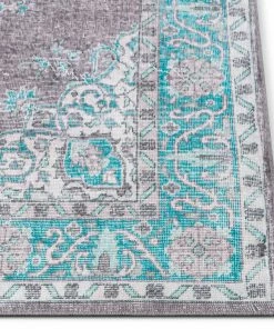 Well Woven Global Tarifa Vintage Bohemian Medallion Light Blue Machine Washable Rug By Chill Rugs