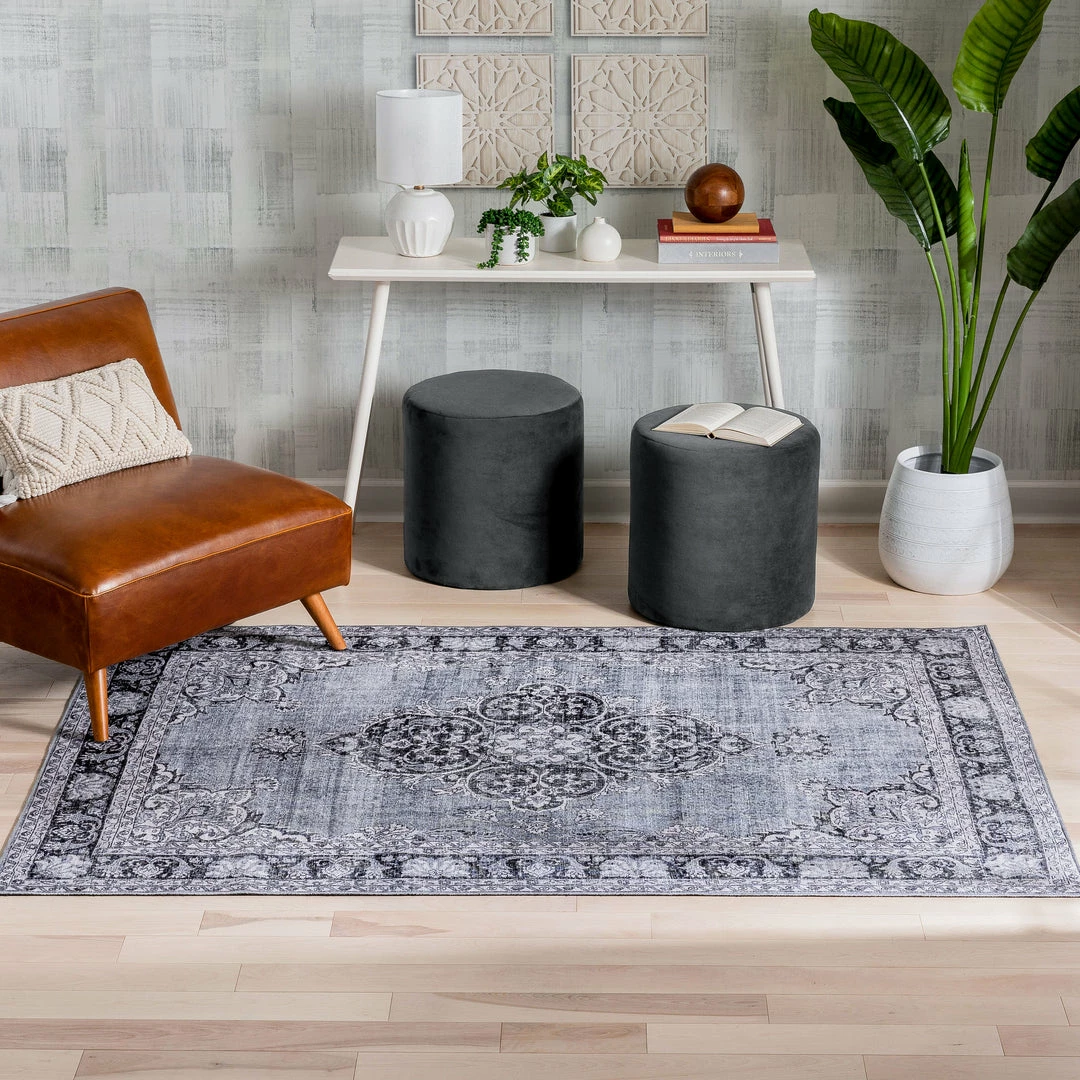 Well Woven Tarifa Vintage Bohemian Medallion Grey Machine Washable Rug Global 9 Well Woven Tarifa Vintage Bohemian Medallion Grey Machine Washable Rug Global