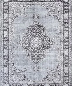Well Woven Tarifa Vintage Bohemian Medallion Grey Machine Washable Rug Global