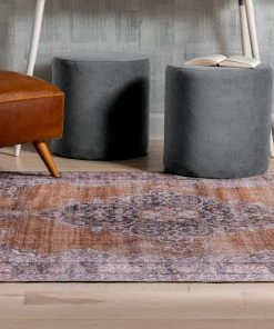 Well Woven Tarifa Vintage Bohemian Medallion Rust Machine Washable Rug