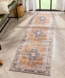 Well Woven Tarifa Vintage Bohemian Medallion Rust Machine Washable Rug