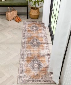 Well Woven Tarifa Vintage Bohemian Medallion Rust Machine Washable Rug