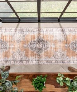 Well Woven Tarifa Vintage Bohemian Medallion Rust Machine Washable Rug