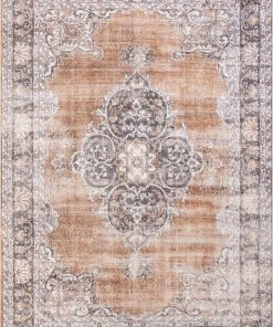 Well Woven Tarifa Vintage Bohemian Medallion Rust Machine Washable Rug