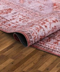 Well Woven Gila Machine Washable Vintage Bohemian Medallion Oriental Red Flat-Weave Distressed Rug Global