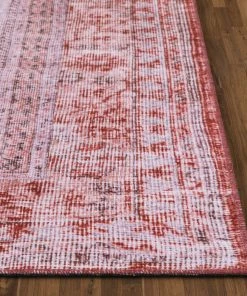 Well Woven Gila Machine Washable Vintage Bohemian Medallion Oriental Red Flat-Weave Distressed Rug Global