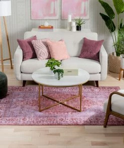 Well Woven Gila Machine Washable Vintage Bohemian Medallion Oriental Red Flat-Weave Distressed Rug Global