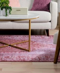 Well Woven Gila Machine Washable Vintage Bohemian Medallion Oriental Red Flat-Weave Distressed Rug Global