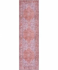Well Woven Gila Machine Washable Vintage Bohemian Medallion Oriental Red Flat-Weave Distressed Rug Global