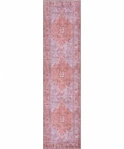 Well Woven Gila Machine Washable Vintage Bohemian Medallion Oriental Red Flat-Weave Distressed Rug Global