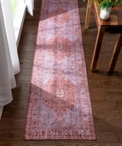 Well Woven Gila Machine Washable Vintage Bohemian Medallion Oriental Red Flat-Weave Distressed Rug Global