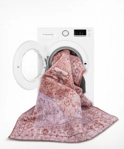 Well Woven Gila Machine Washable Vintage Bohemian Medallion Oriental Red Flat-Weave Distressed Rug Global