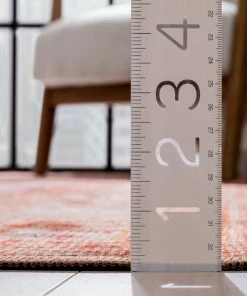 Well Woven Gila Machine Washable Vintage Bohemian Medallion Oriental Orange Flat-Weave Distressed Rug