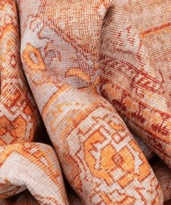 Well Woven Gila Machine Washable Vintage Bohemian Medallion Oriental Orange Flat-Weave Distressed Rug