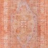 Well Woven Gila Machine Washable Vintage Bohemian Medallion Oriental Orange Flat-Weave Distressed Rug