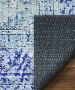 Well Woven Gila Machine Washable Vintage Bohemian Medallion Oriental Dark Blue Flat-Weave Distressed Rug