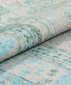 Well Woven Gila Machine Washable Vintage Bohemian Medallion Oriental Green Flat-Weave Distressed Rug Global