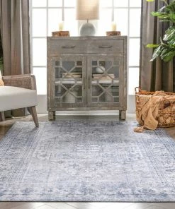 Well Woven Gila Machine Washable Vintage Bohemian Medallion Oriental Grey Flat-Weave Distressed Rug Global