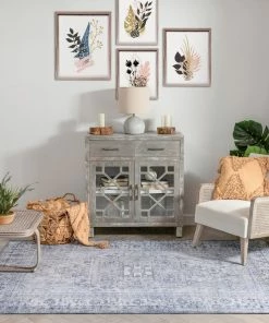 Well Woven Gila Machine Washable Vintage Bohemian Medallion Oriental Grey Flat-Weave Distressed Rug Global