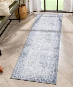 Well Woven Gila Machine Washable Vintage Bohemian Medallion Oriental Grey Flat-Weave Distressed Rug Global