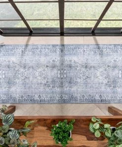 Well Woven Gila Machine Washable Vintage Bohemian Medallion Oriental Grey Flat-Weave Distressed Rug Global