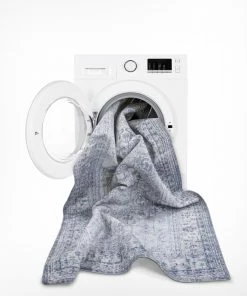 Well Woven Gila Machine Washable Vintage Bohemian Medallion Oriental Grey Flat-Weave Distressed Rug Global