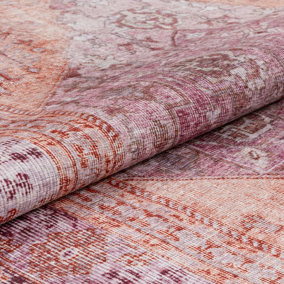 Well Woven Gila Machine Washable Vintage Bohemian Medallion Oriental Purple Flat-Weave Distressed Rug Global 9 Well Woven Gila Machine Washable Vintage Bohemian Medallion Oriental Purple Flat-Weave Distressed Rug Global