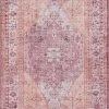 Well Woven Gila Machine Washable Vintage Bohemian Medallion Oriental Purple Flat-Weave Distressed Rug Global