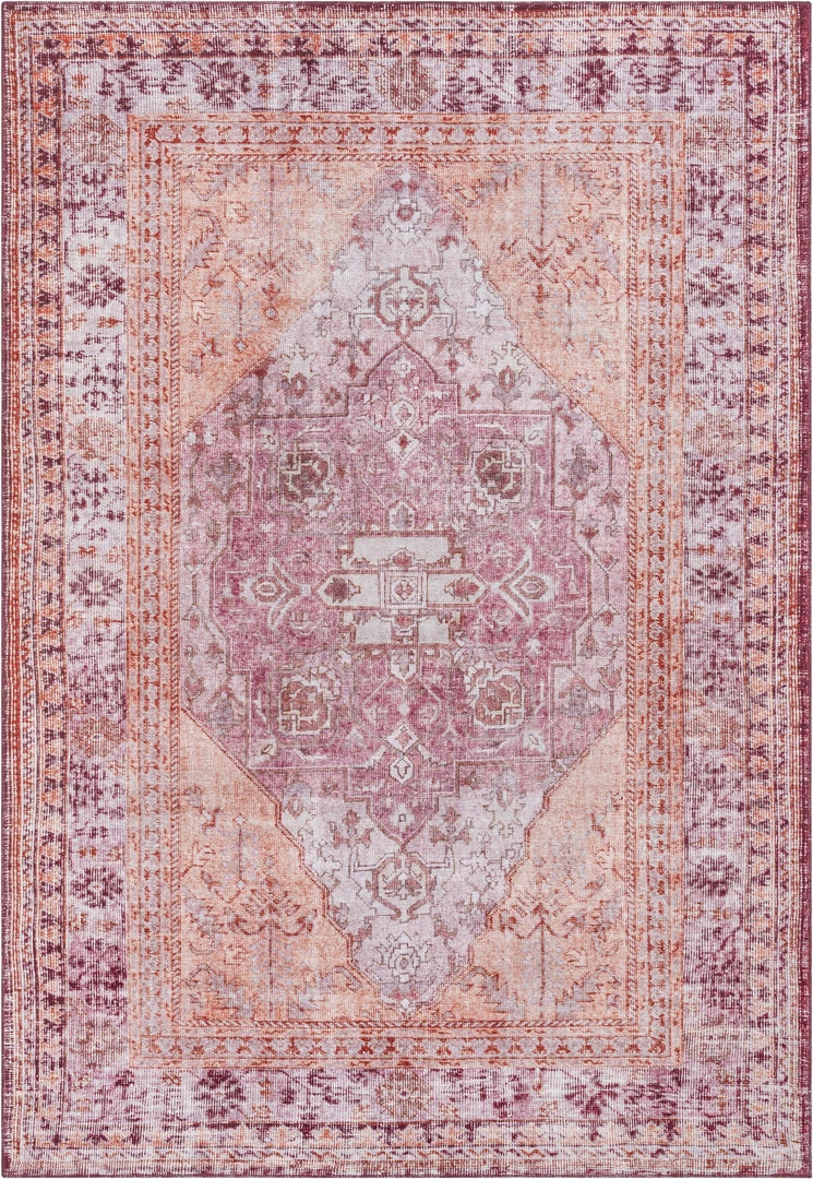 Well Woven Gila Machine Washable Vintage Bohemian Medallion Oriental Purple Flat-Weave Distressed Rug Global 1 Well Woven Gila Machine Washable Vintage Bohemian Medallion Oriental Purple Flat-Weave Distressed Rug Global