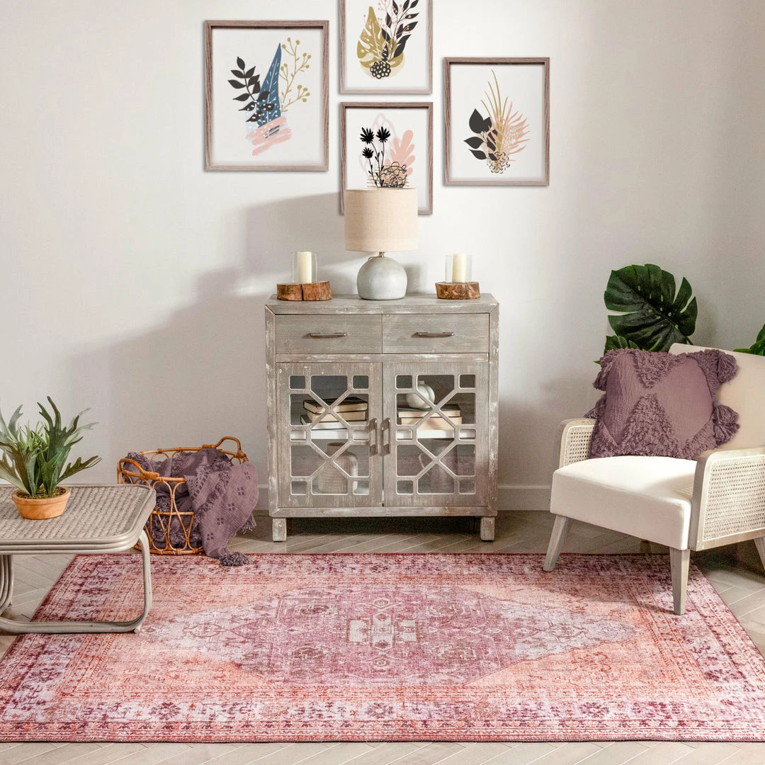 Well Woven Gila Machine Washable Vintage Bohemian Medallion Oriental Purple Flat-Weave Distressed Rug Global 12 Well Woven Gila Machine Washable Vintage Bohemian Medallion Oriental Purple Flat-Weave Distressed Rug Global