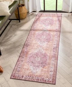 Well Woven Gila Machine Washable Vintage Bohemian Medallion Oriental Purple Flat-Weave Distressed Rug Global 29 Well Woven Gila Machine Washable Vintage Bohemian Medallion Oriental Purple Flat-Weave Distressed Rug Global