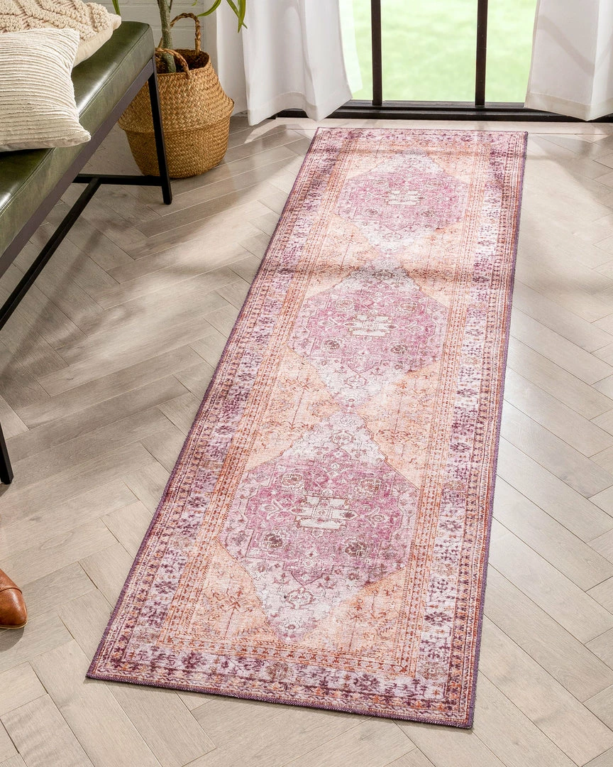 Well Woven Gila Machine Washable Vintage Bohemian Medallion Oriental Purple Flat-Weave Distressed Rug Global 14 Well Woven Gila Machine Washable Vintage Bohemian Medallion Oriental Purple Flat-Weave Distressed Rug Global
